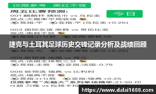 捷克与土耳其足球历史交锋记录分析及战绩回顾